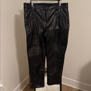 GAP Pleather Moto Slim Black Pants “vintage slim mid rise” cut